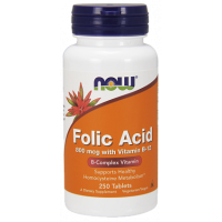 NOW Folic Acid 800mcg with Vitamin B-12 (250таб)