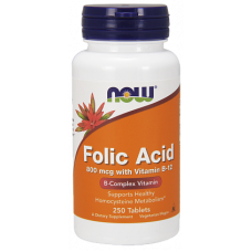 NOW Folic Acid 800mcg with Vitamin B-12 (250таб)